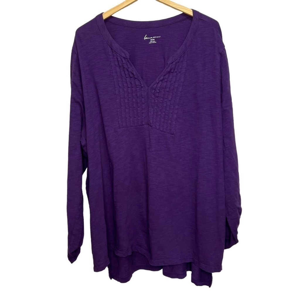 Lane Bryant Purple Cotton Long Sleeve Vneck Size 26/28